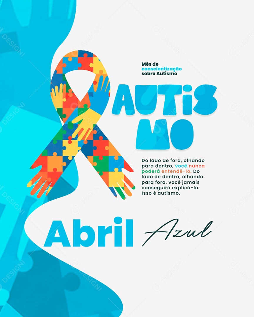 Abril Azul Mês de Conscientização Sobre Autismo Social Media PSD Editável