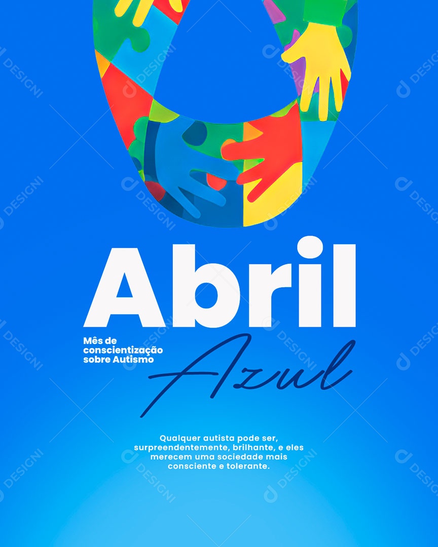 Abril Azul Mêse Conscientização Sobre Autismo Social Media PSD Editável