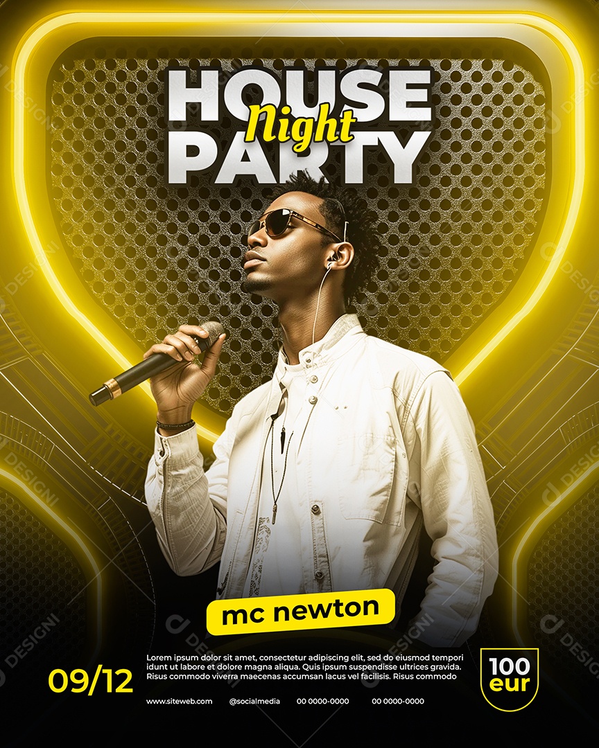 Feed Flyer House Night Party Social Media PSD Editável