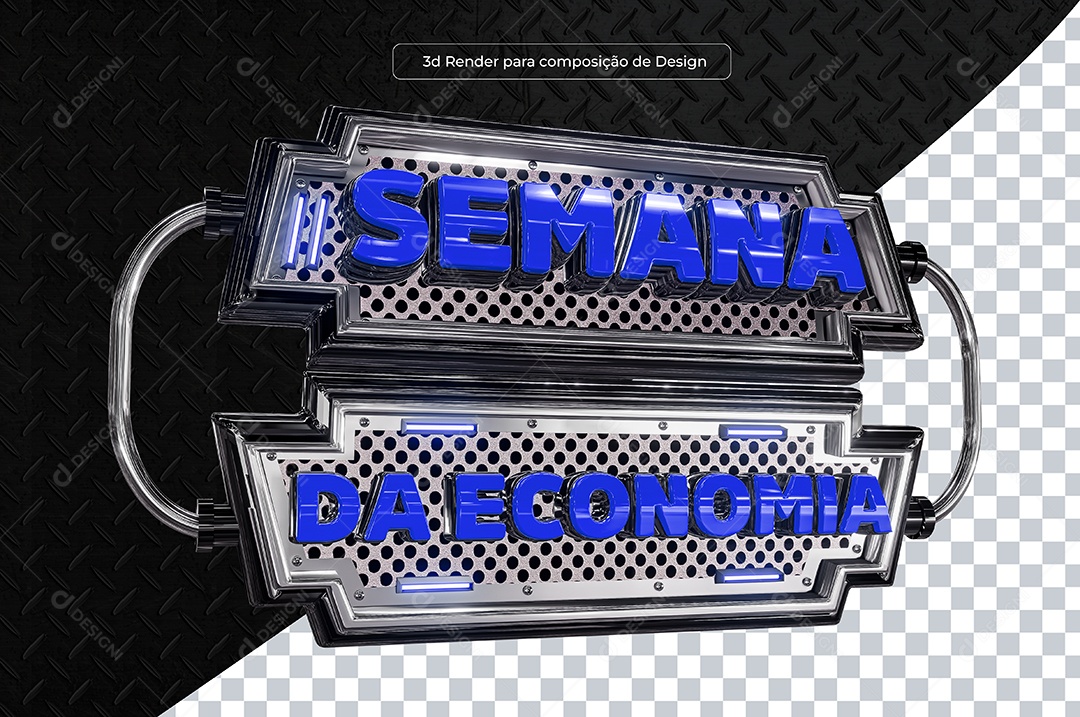 Selo 3D Semana da Economia Azul Para Composição PSD