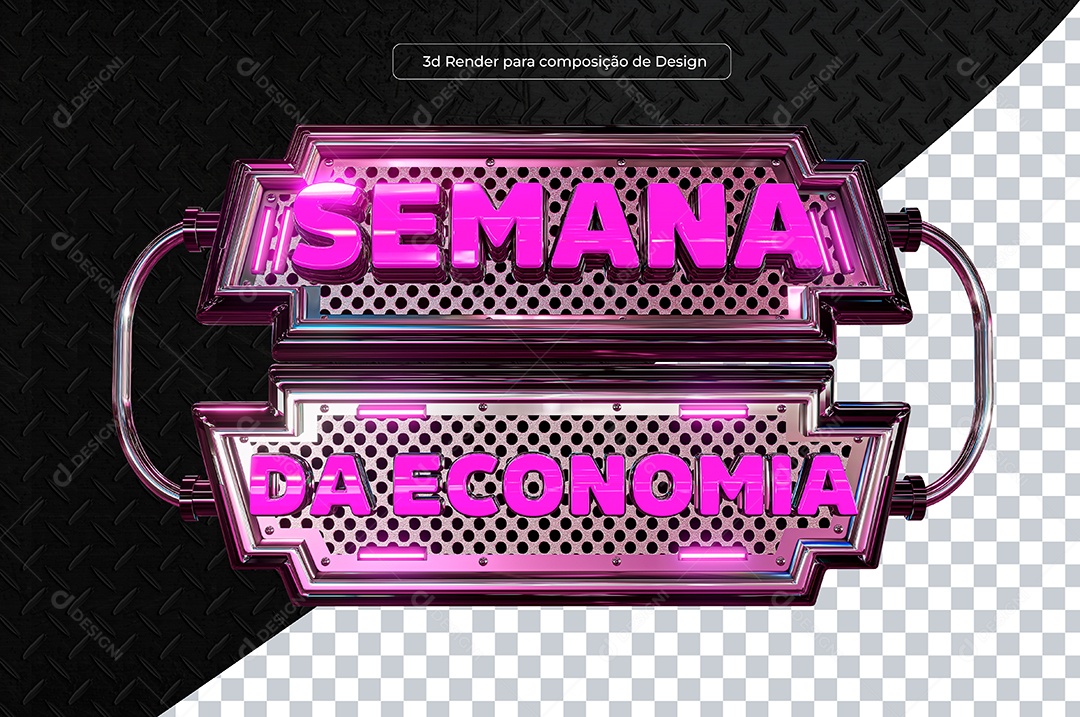 Selo 3D Semana da Economia Rosa Para Composição PSD