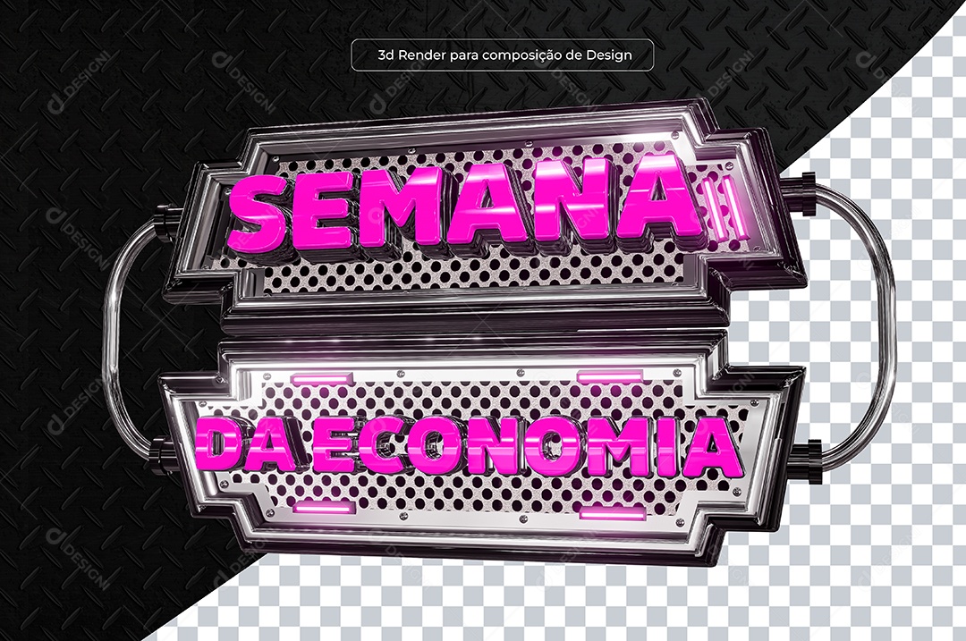 Selo 3D Semana da Economia Rosa Para Composição PSD