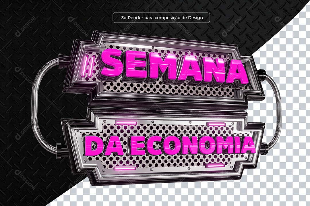 Selo 3D Semana da Economia Rosa Para Composição PSD