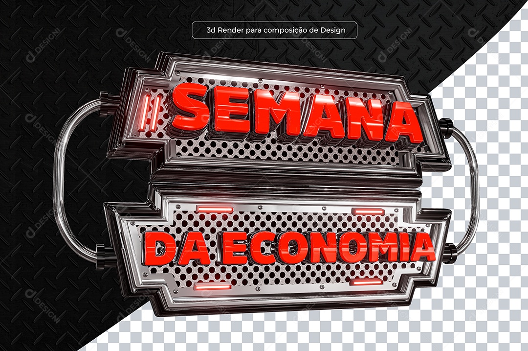 Selo 3D Semana da Economia Vermelho Para Composição PSD