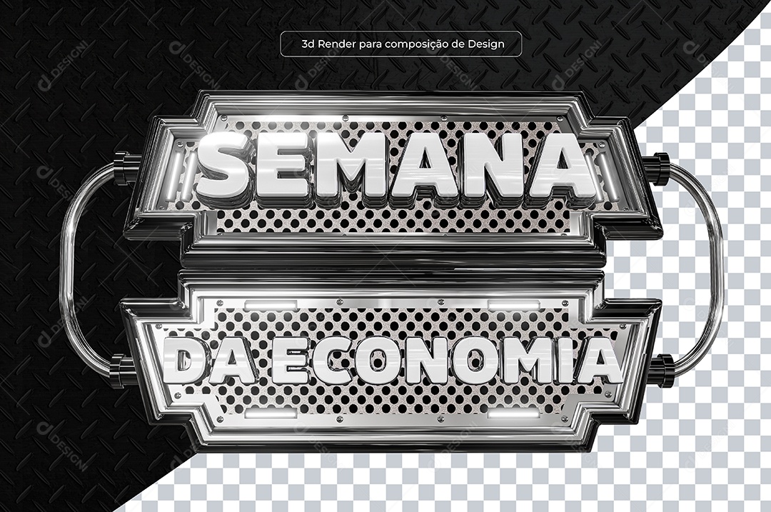 Selo 3D Semana da Economia Branco Para Composição PSD