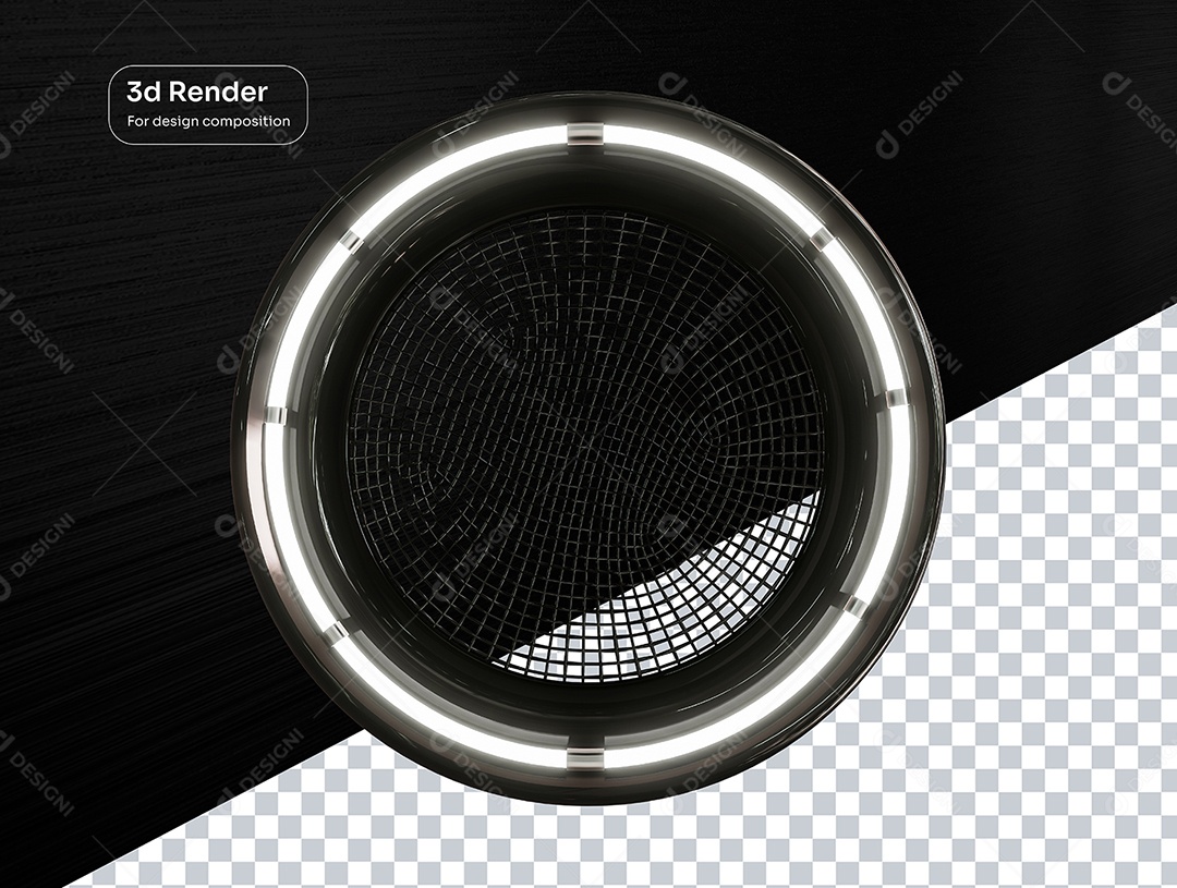 Elemento 3D Roda com Luz e Grade Para Composição PSD