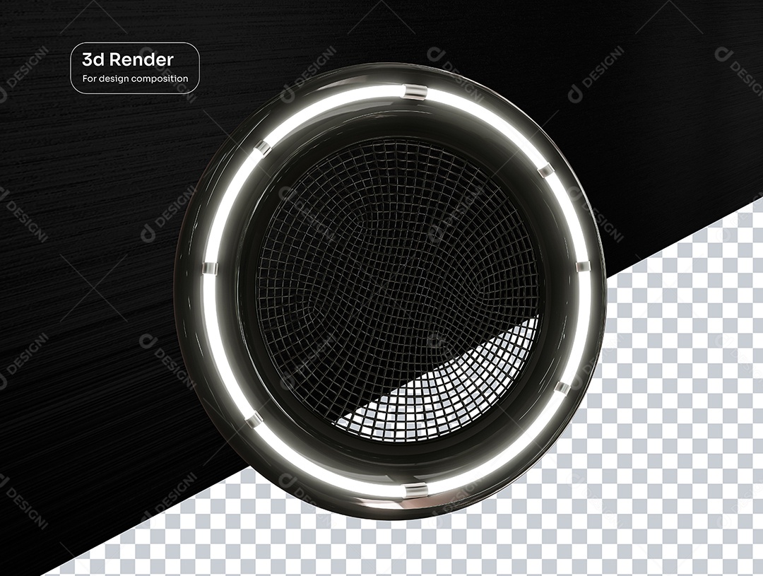 Elemento 3D Roda com Luz e Grade Para Composição PSD