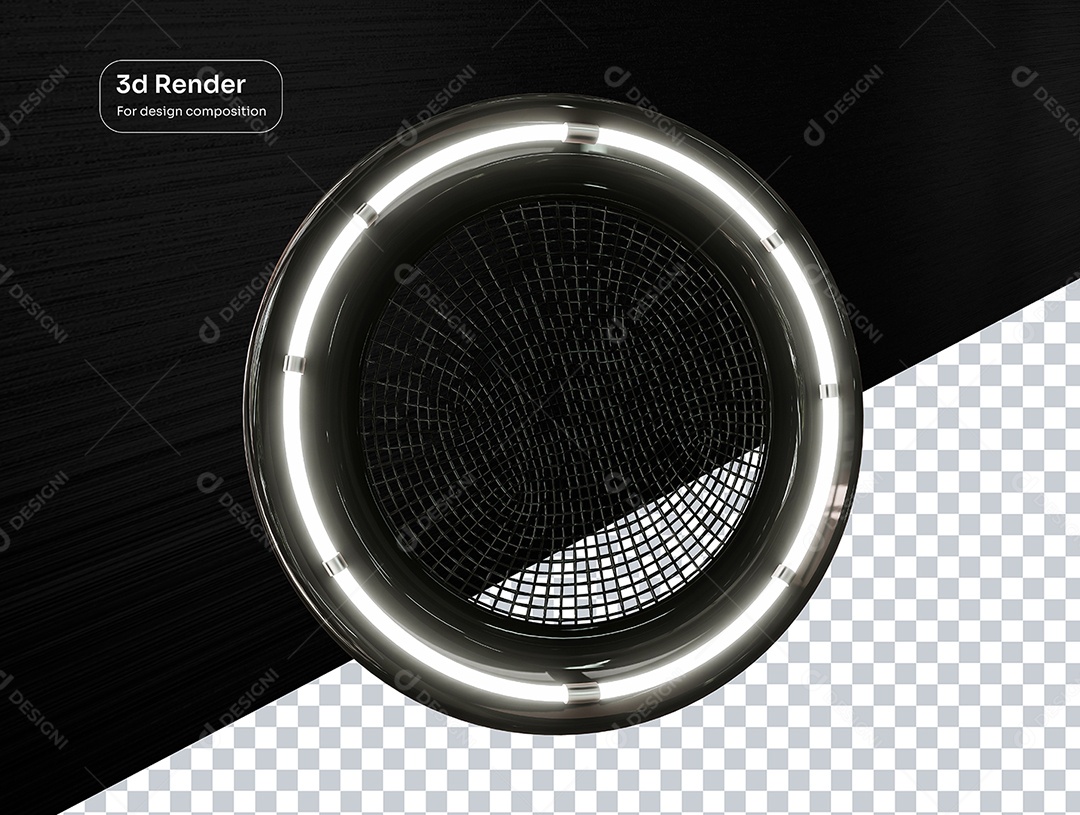 Elemento 3D Roda com Luz e Grade Para Composição PSD