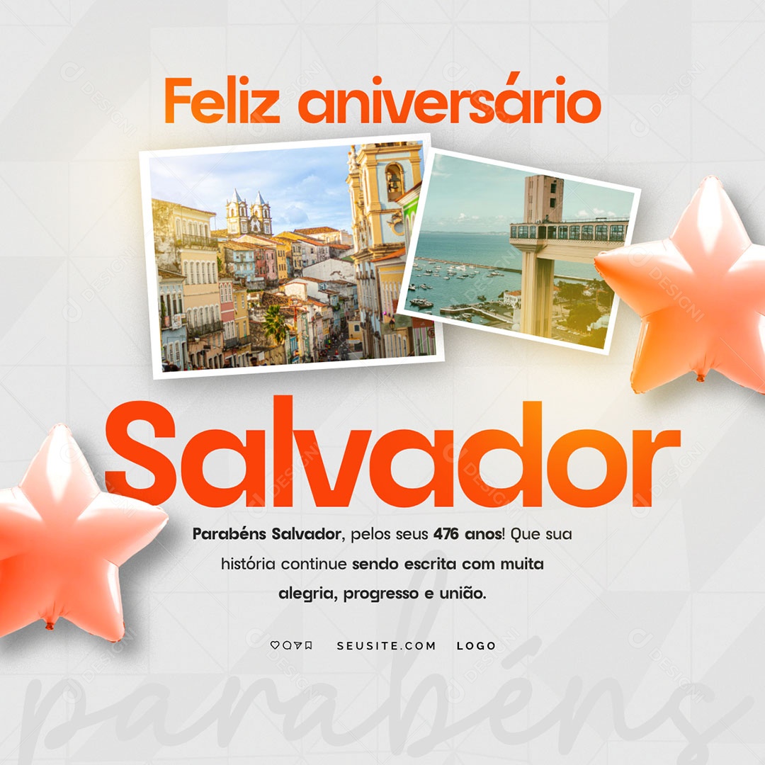 Feliz Aniversário Salvador Social Media PSD Editável
