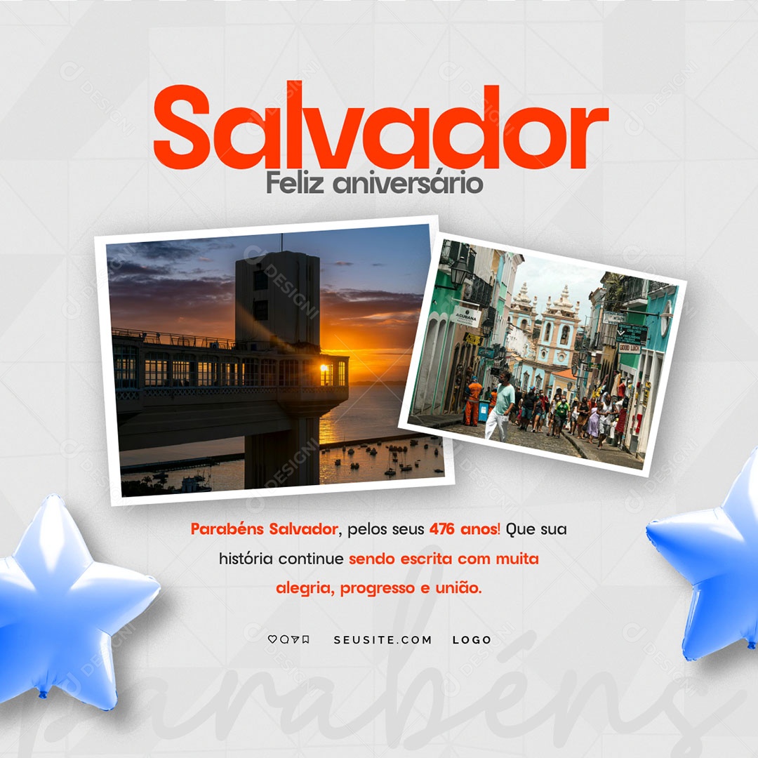 Feliz Aniversário Salvador Social Media PSD Editável
