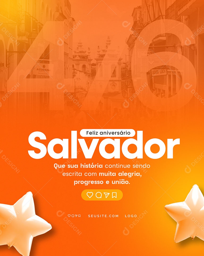 Aniversário Cidade 125 Anos Parabéns Social Media PSD Editável