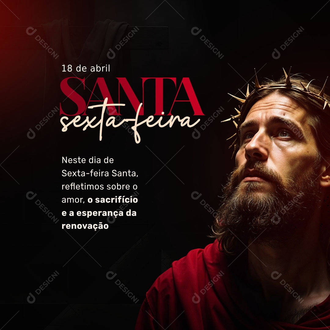 Sexta Feira Santa 18 de Abril Social Media PSD Editável