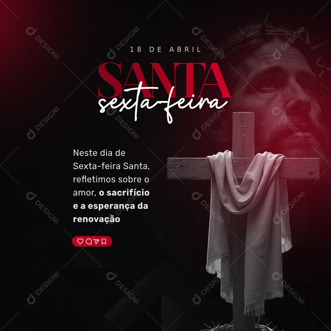 Sexta Feira Santa 18 de Abril Social Media PSD Editável