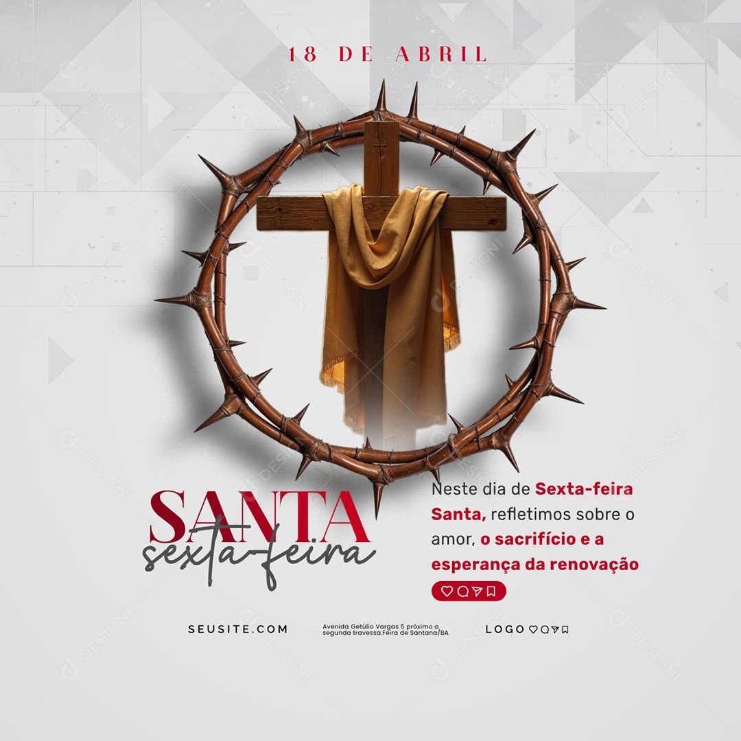 Sexta Feira Santa 18 de Abril Social Media PSD Editável