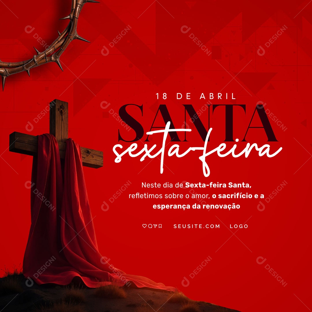 Sexta Feira Santa 18 de Abril Social Media PSD Editável