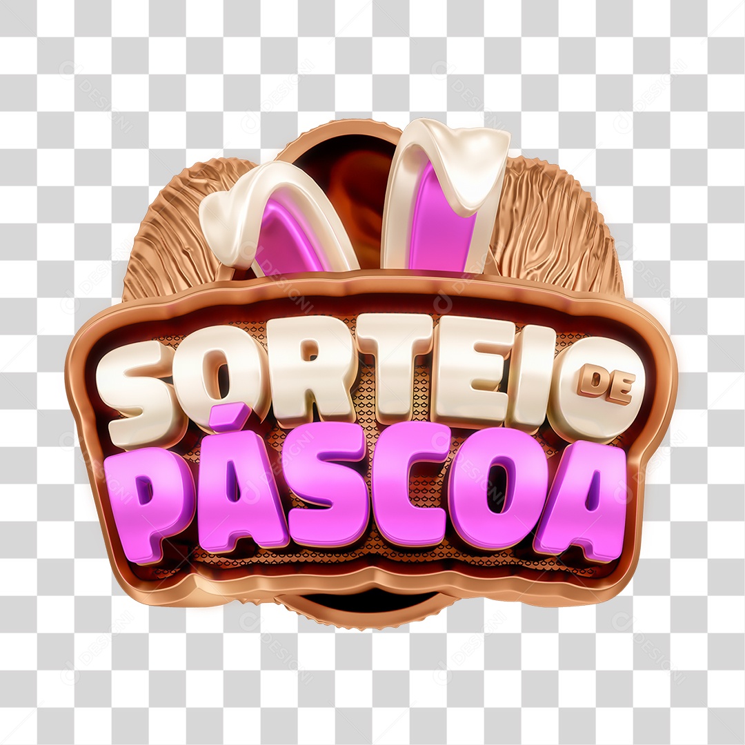 Selo 3D Sorteio de Páscoa PNG Transparente