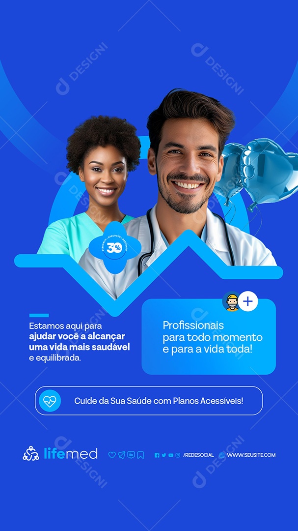 Story Clínica Médica Profissionais para Todo Momento e Para a Vida Toda Social Media PSD Editável