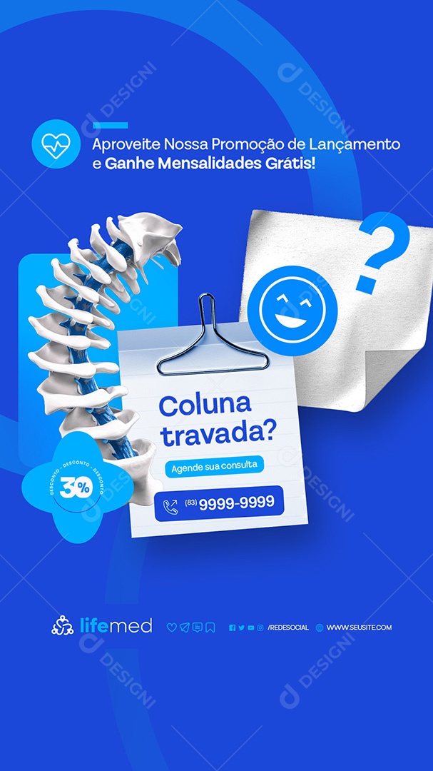 Story Clínica Médica Coluna Travada Agende sua Consulta Social Media PSD Editável