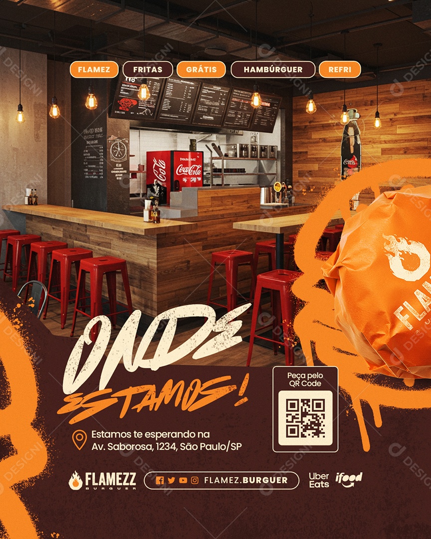 Hamburgueria Onde Estamos Social Media PSD Editável