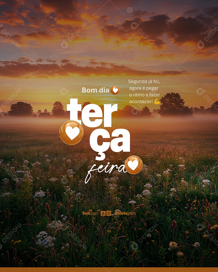 Flyer Bom Dia Terça Feira Frase Motivacional Social Media PSD Editável