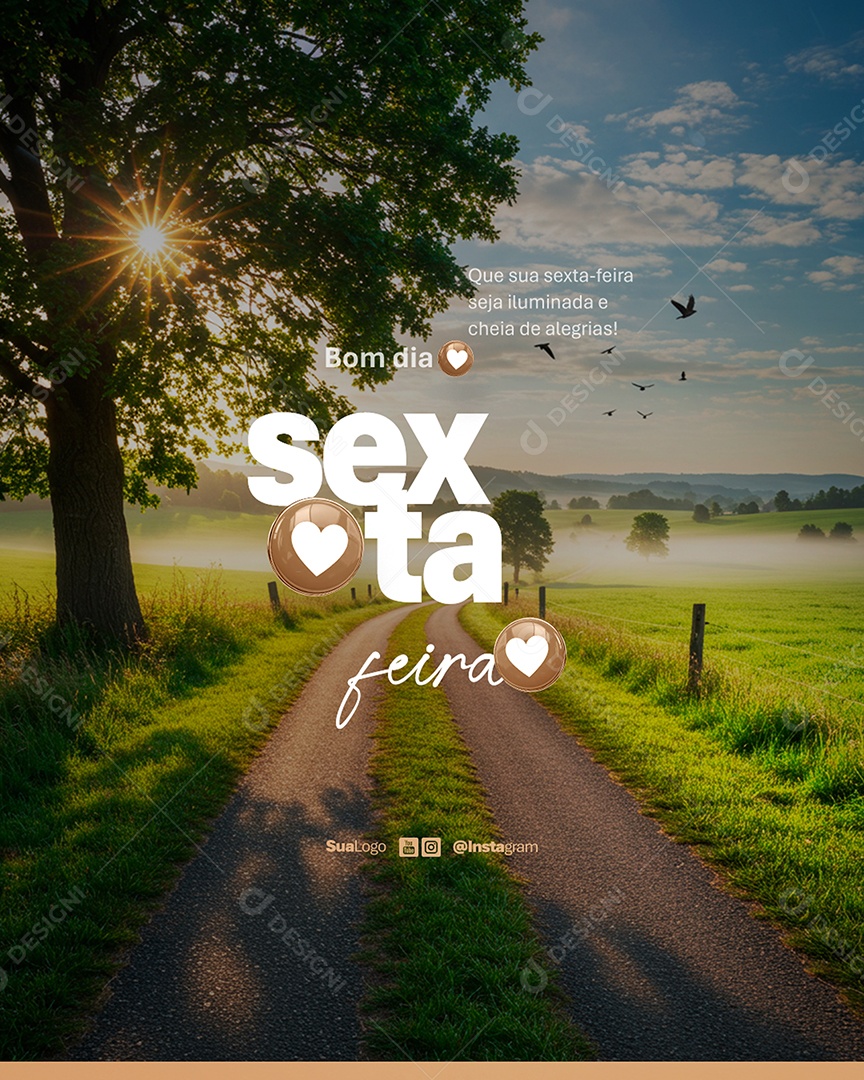 Flyer Bom Dia Sexta Feira Frase Motivacional Social Media PSD Editável