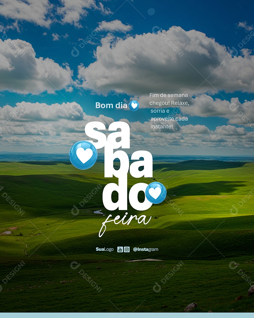 Flyer Bom Dia Sábado Frase Motivacional Social Media PSD Editável