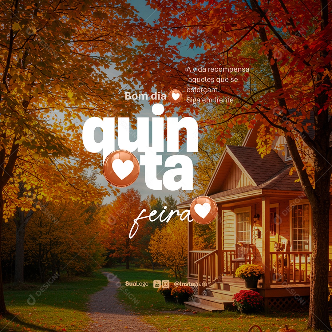 Feed Bom Dia Quinta Feira Frase Motivacional Social Media PSD Editável