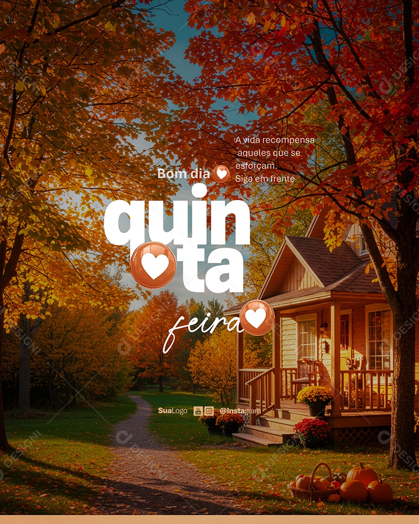 Flyer Bom Dia Quinta Feira Frase Motivacional Social Media PSD Editável