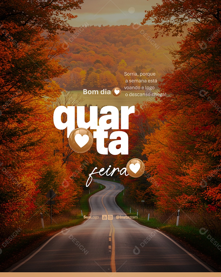 Flyer Bom Dia Quarta Feira Frase Motivacional Social Media PSD Editável