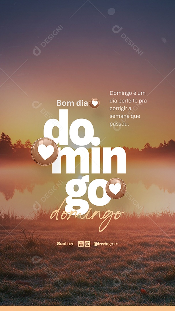 Story Bom Dia Domingo Frase Motivacional Social Media PSD Editável