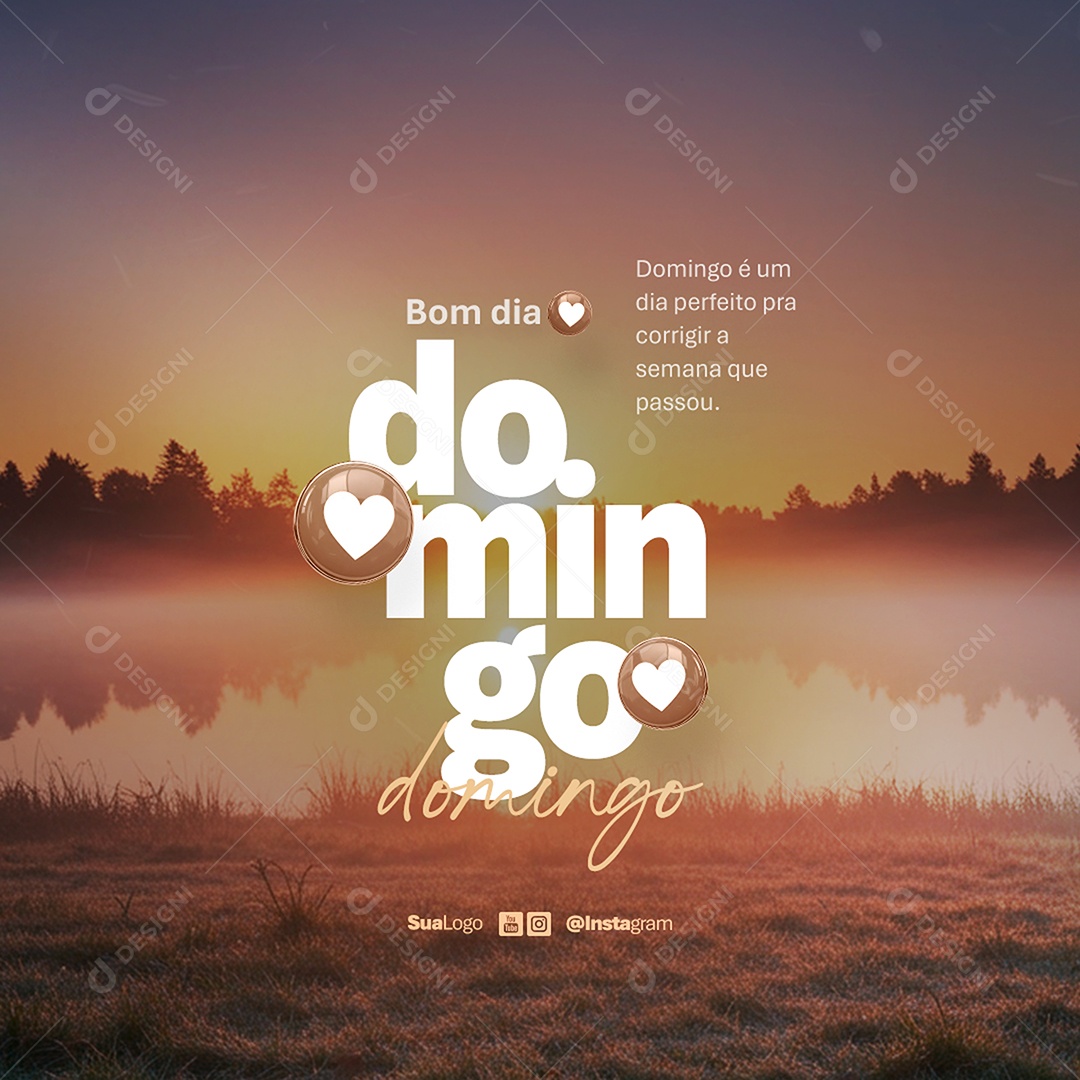Feed Bom Dia Domingo Frase Motivacional Social Media PSD Editável