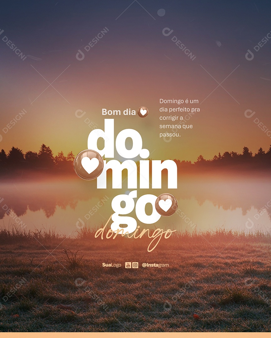 Flyer Bom Dia Domingo Frase Motivacional Social Media PSD Editável