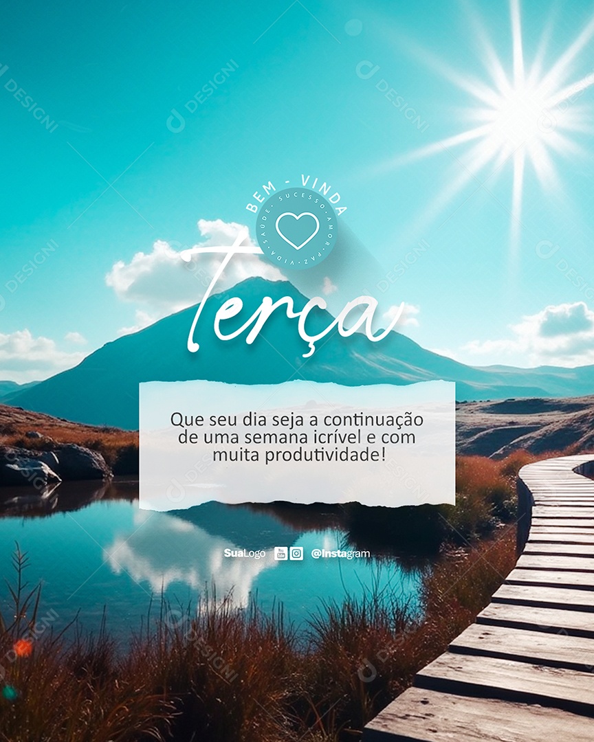 Flyer Bem Vinda Terça Feira Frase Motivacional Social Media PSD Editável