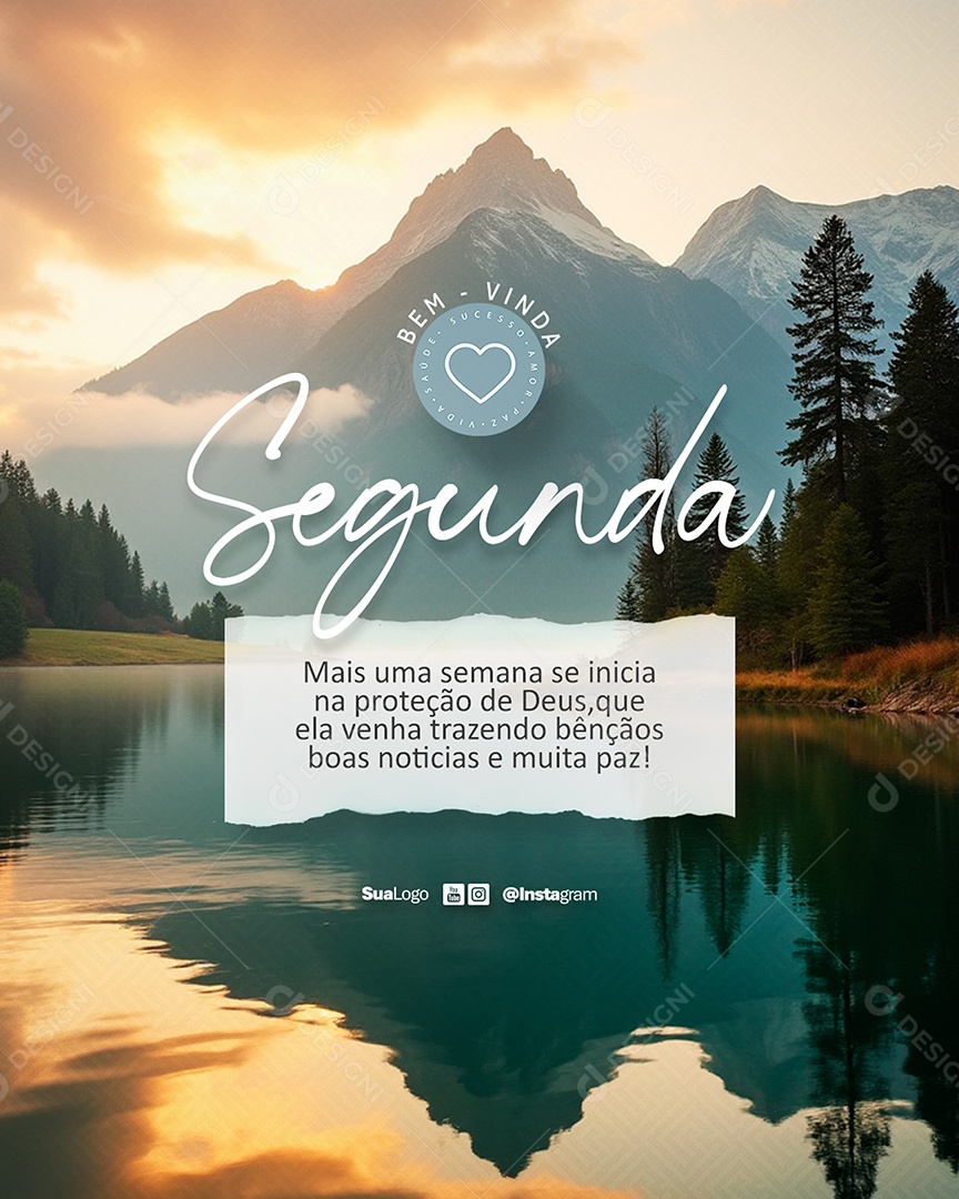 Flyer Bem Vinda Segunda Feira Frase Motivacional Social Media PSD Editável