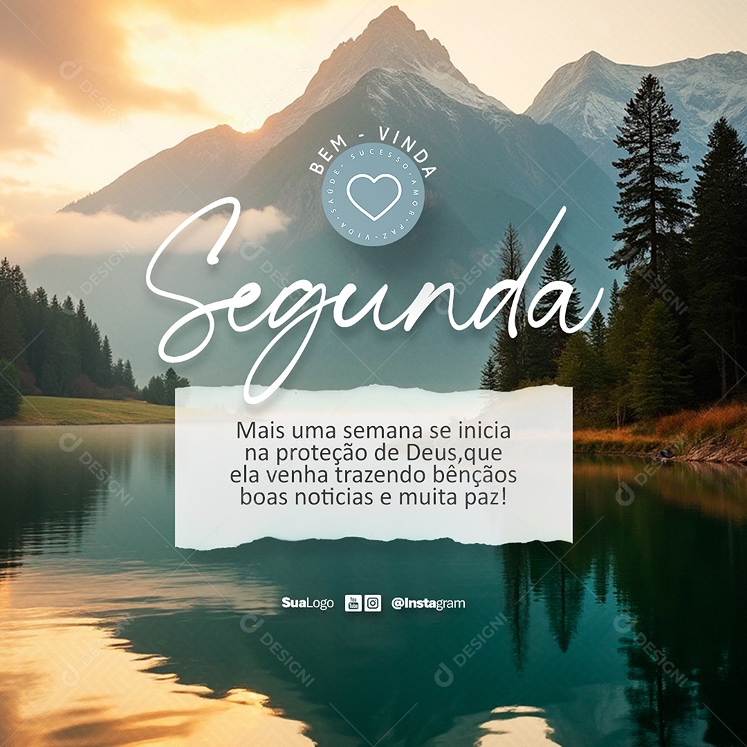 Feed Bem Vinda Segunda Feira Frase Motivacional Social Media PSD Editável