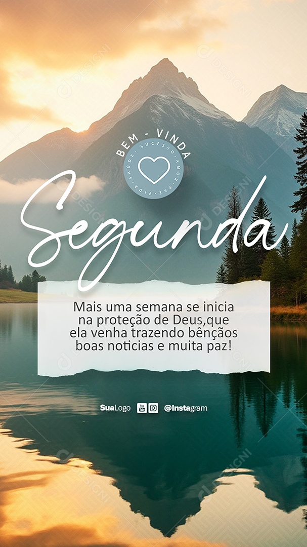 Story Bem Vinda Segunda Feira Frase Motivacional Social Media PSD Editável