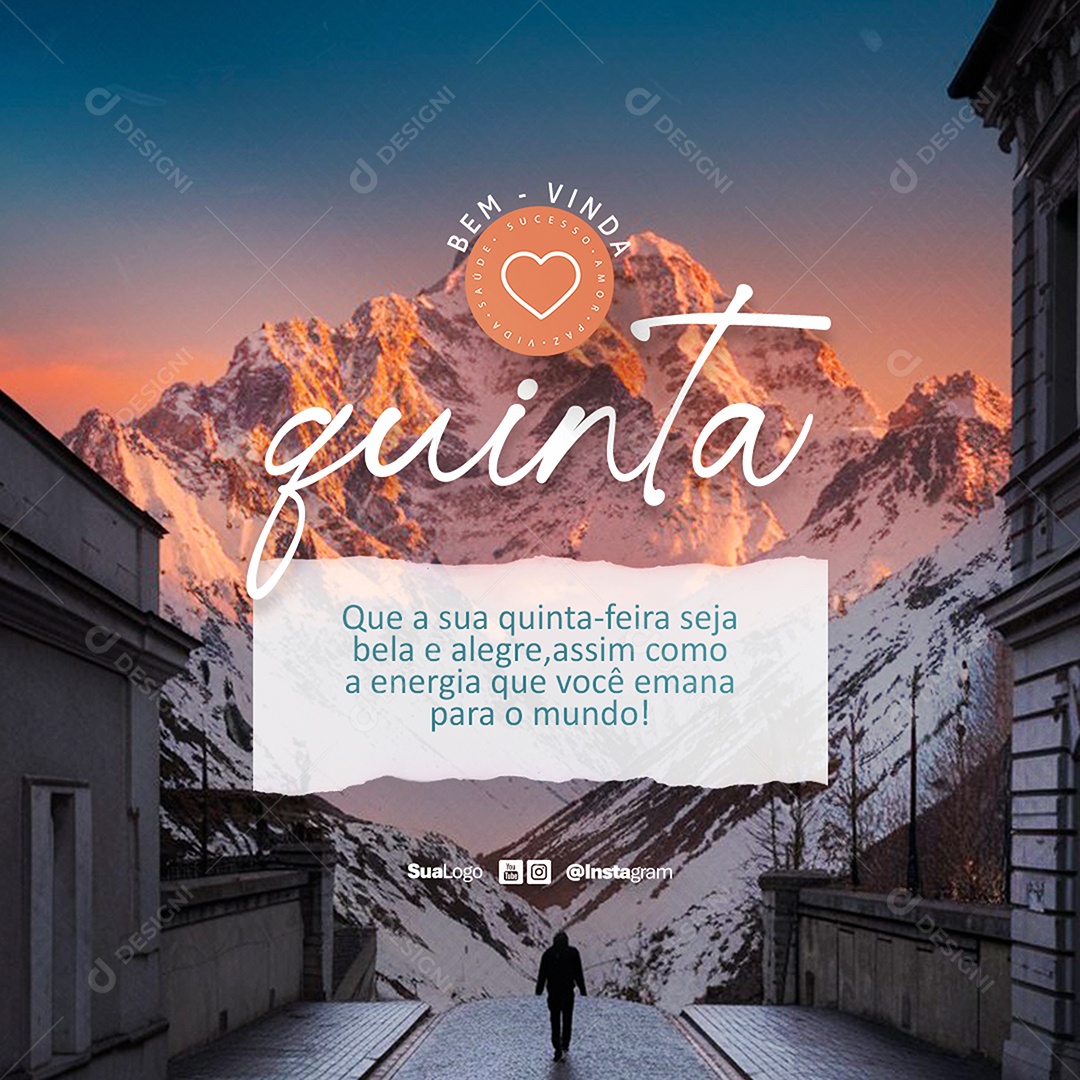 Feed Bem Vinda Quinta Feira Frase Motivacional Social Media PSD Editável