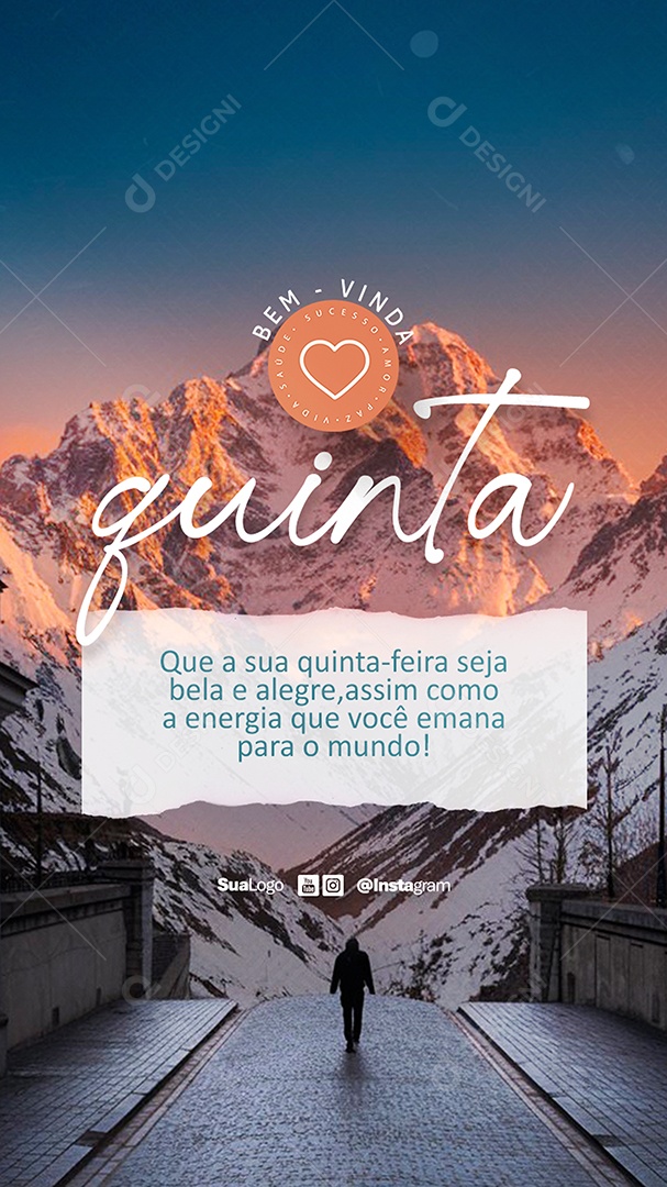 Story Bem Vinda Quinta Feira Frase Motivacional Social Media PSD Editável