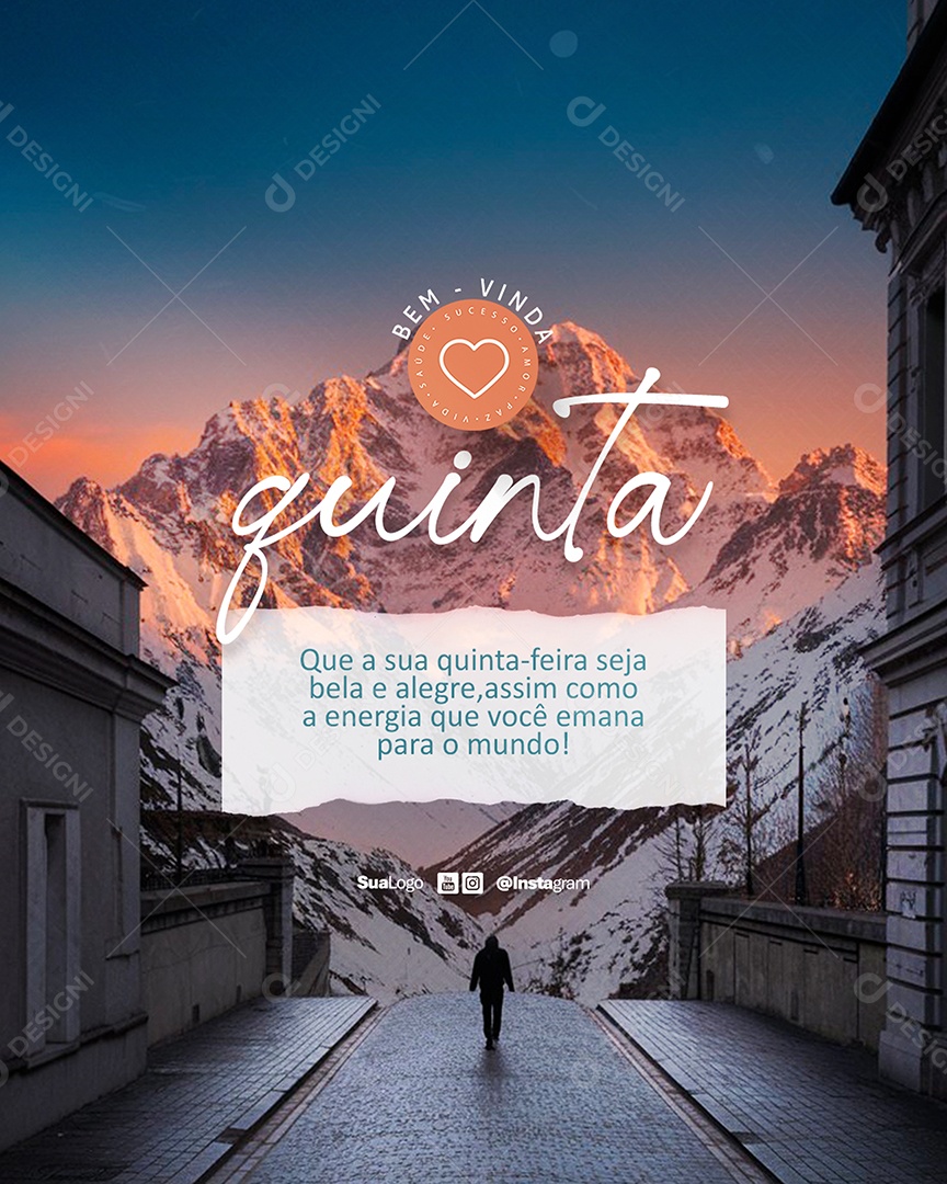 Flyer Bem Vinda Quinta Feira Frase Motivacional Social Media PSD Editável