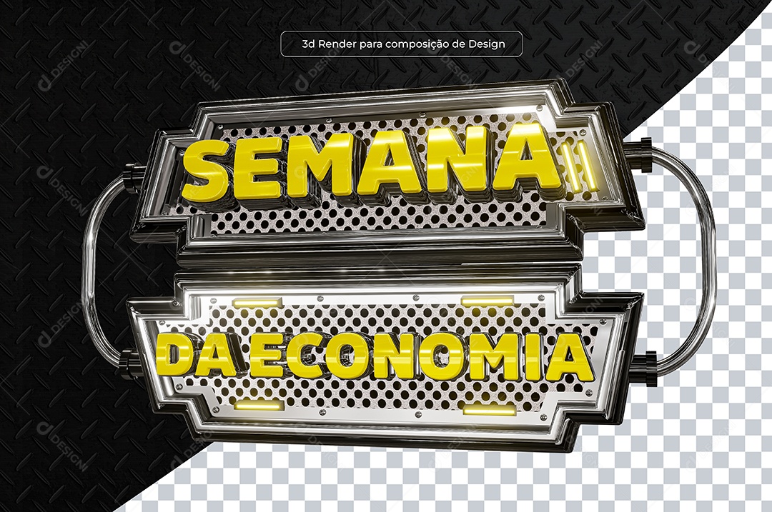 Selo 3D Semana da Economia Amarelo Para Composição PSD