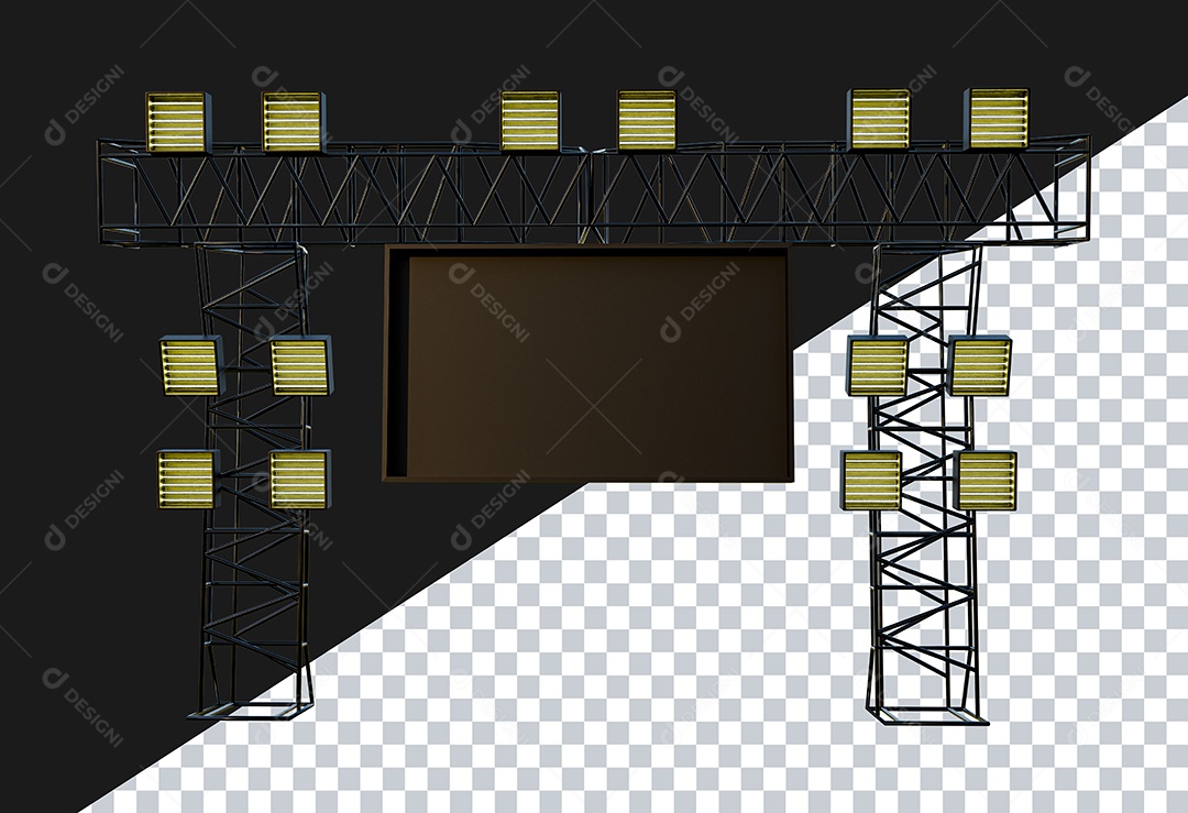 Elemento 3D Estrutura de Metal Para Composição PSD