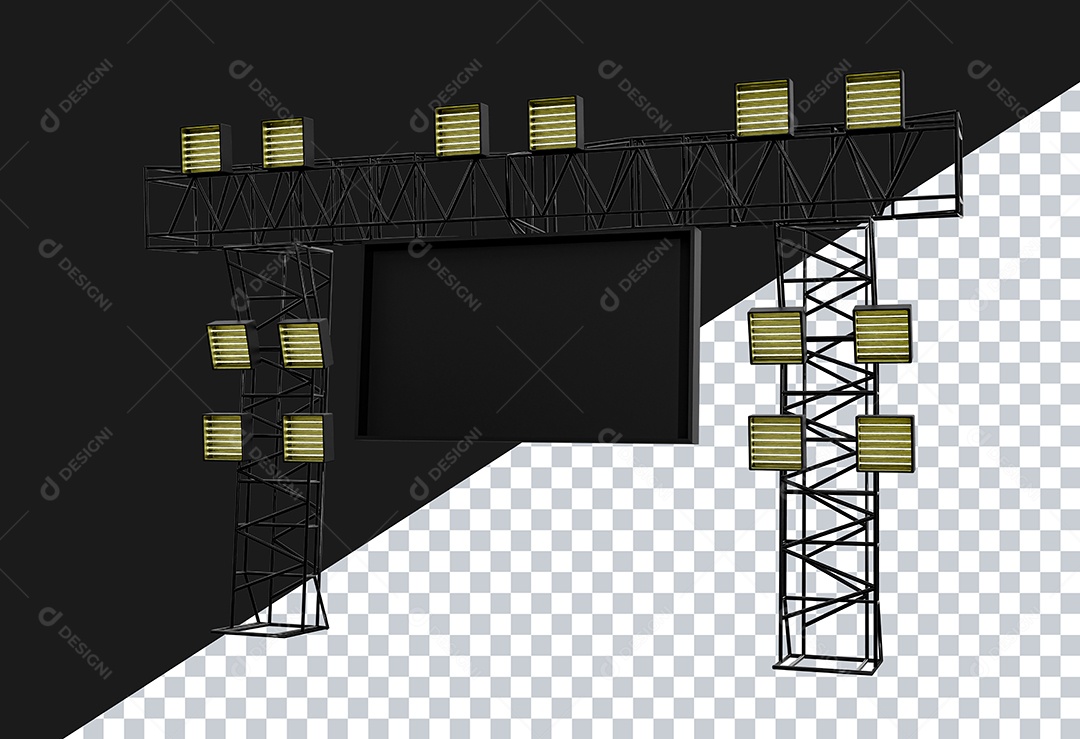 Elemento 3D Estrutura de Metal Para Composição PSD
