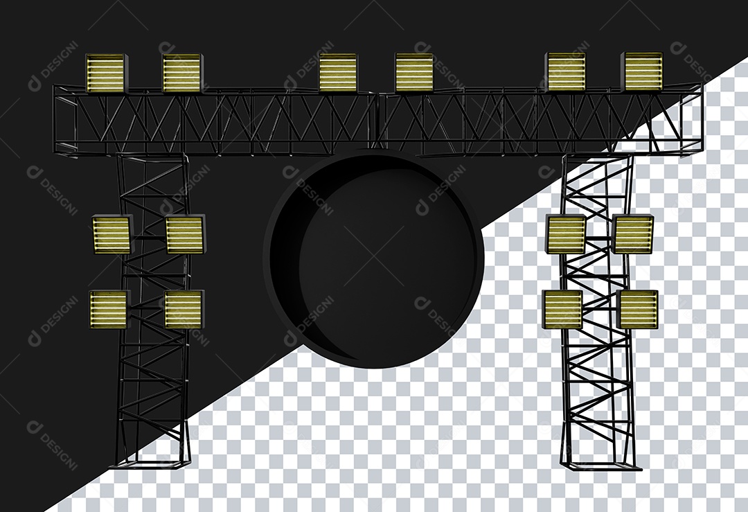 Elemento 3D Estrutura de Metal Para Composição PSD