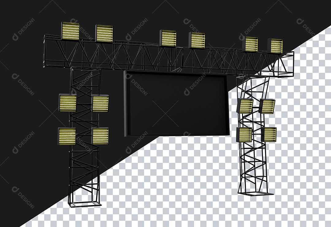 Elemento 3D Estrutura de Metal Para Composição PSD