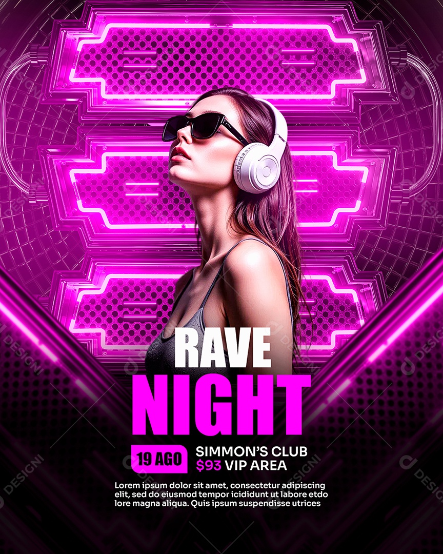 Feed Flyer Rave Night Social Media PSD Editável