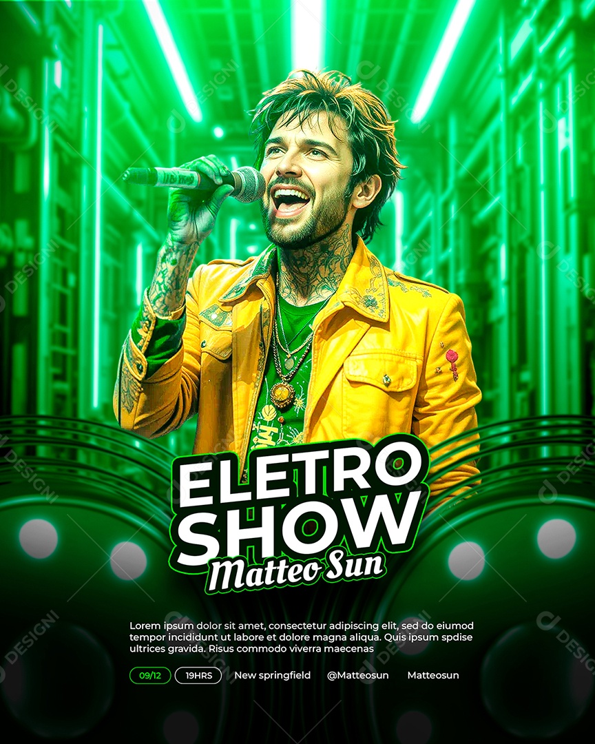 Feed Flyer Eletro Show Matteo Sun Social Media PSD Editável