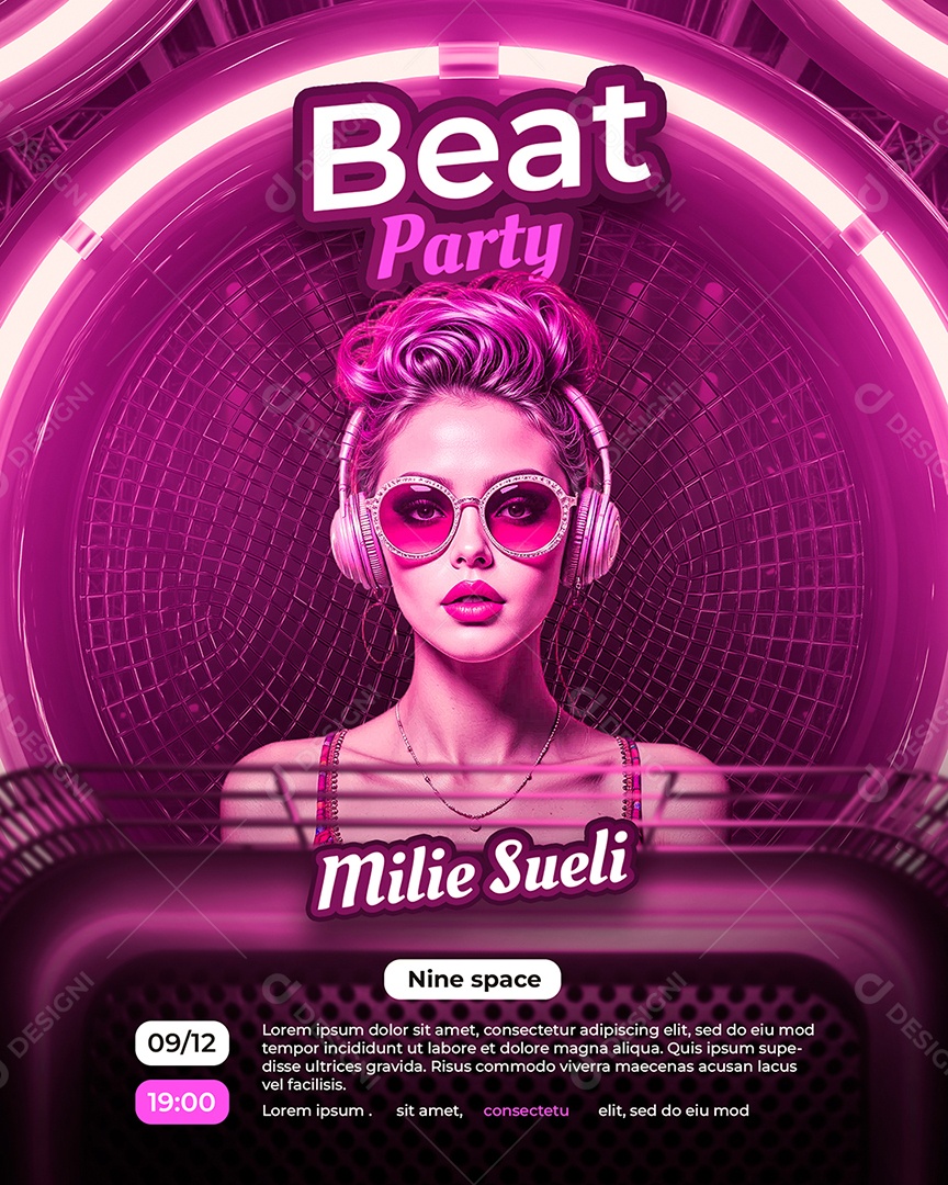 Feed Flyer Beat Party Milie Sueli Social Media PSD Editável