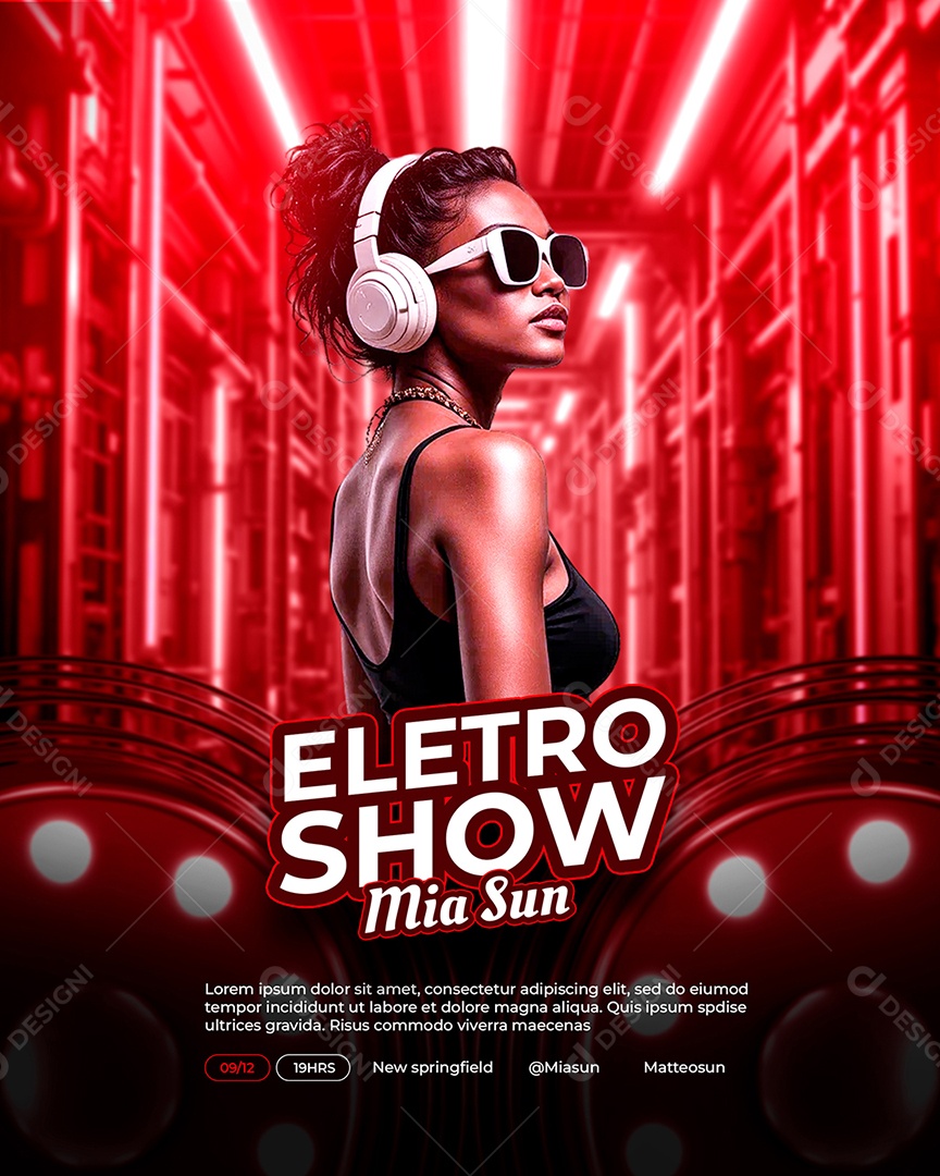 Feed Flyer Eletro Show Mia Sun Social Media PSD Editável