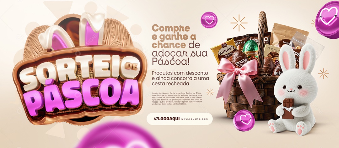 Banner Sorteio de Páscoa Chocolateria Compre e Ganhe Social Media PSD Editável