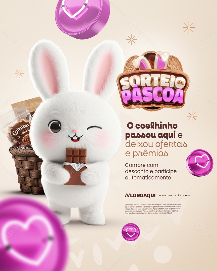 Sorteio de Páscoa Chocolateria Compre com Desconto Social Media PSD Editável